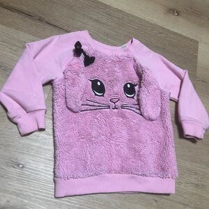 Toddler Girls Fuzzy Bunny Long Sleeve Sweater
